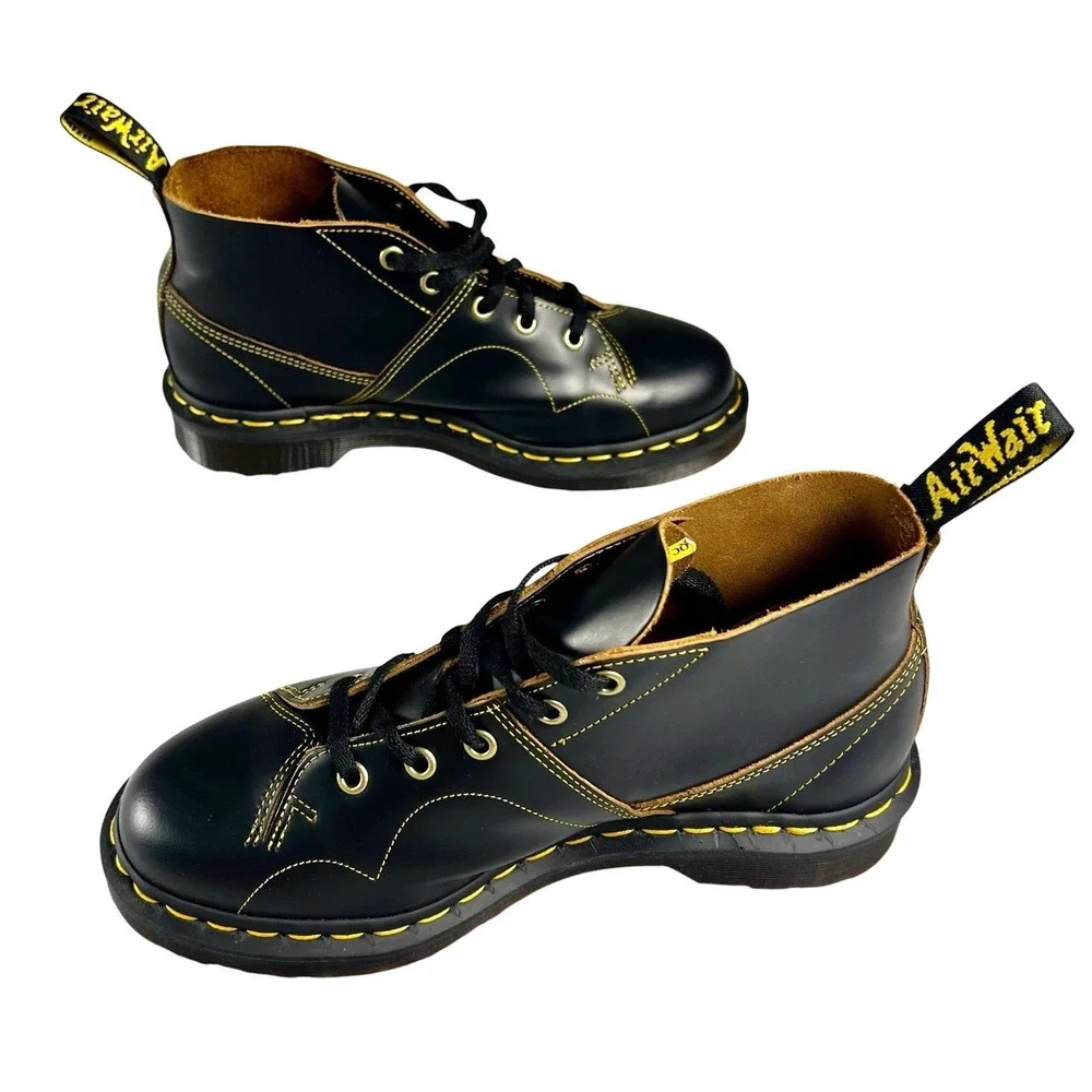 Dr Martens Church Vintage Monkey Boots Black Leather Men's 6 Women's 7 EU 38